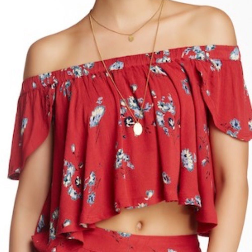 RAGA Sangria Floral Flutter Top